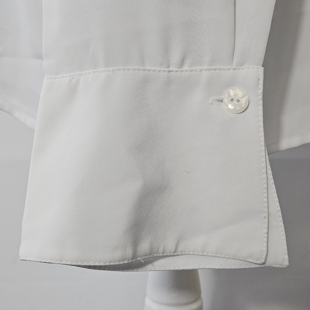 La Chine Classic Size 12 White Long-Sleeved Polyester Button Up Blouse with Laye - Picture 6 of 16